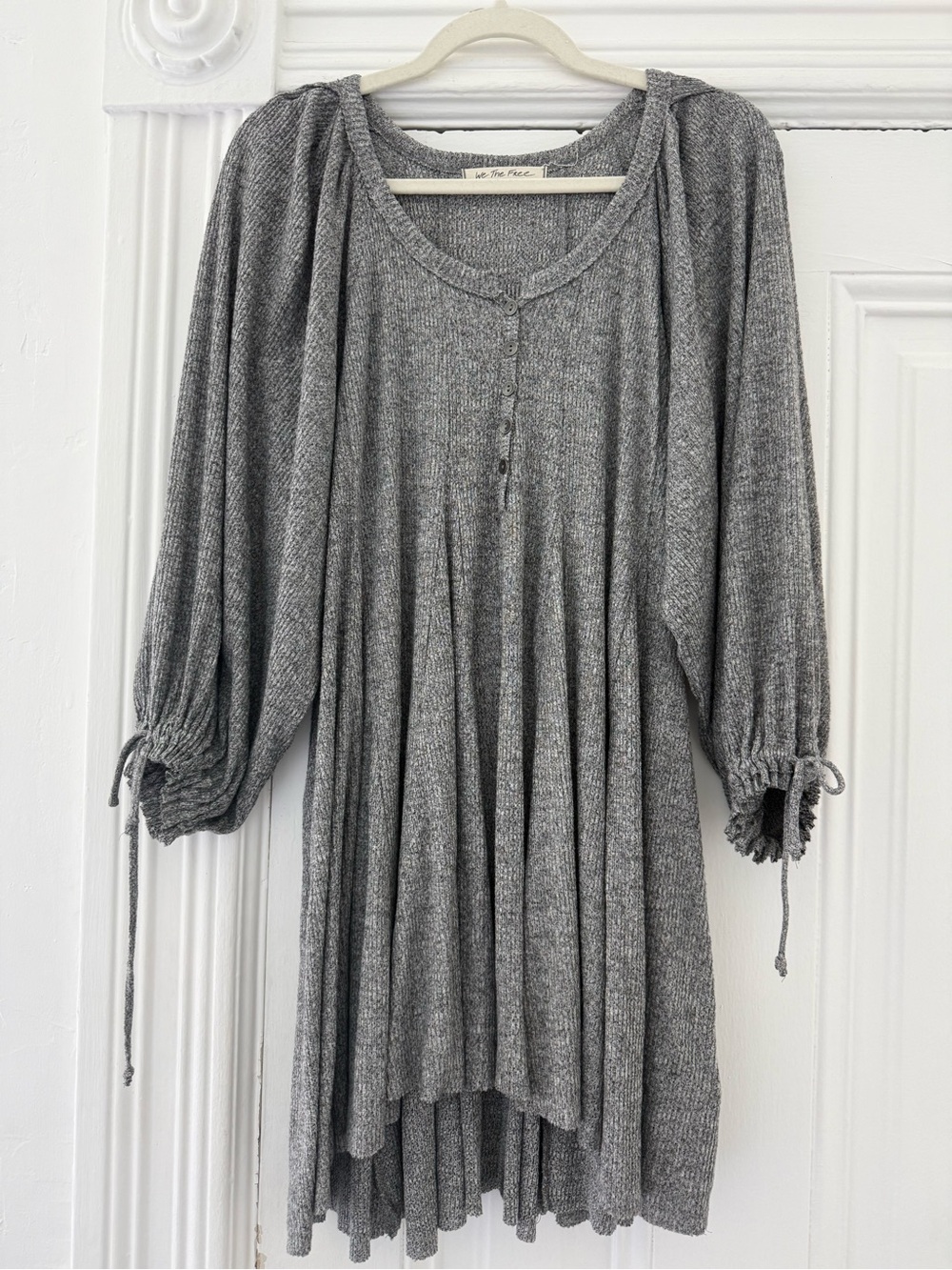 We The Free Heather Gray Ribbed Button-Front Knit Dress - Picture 2 of 10